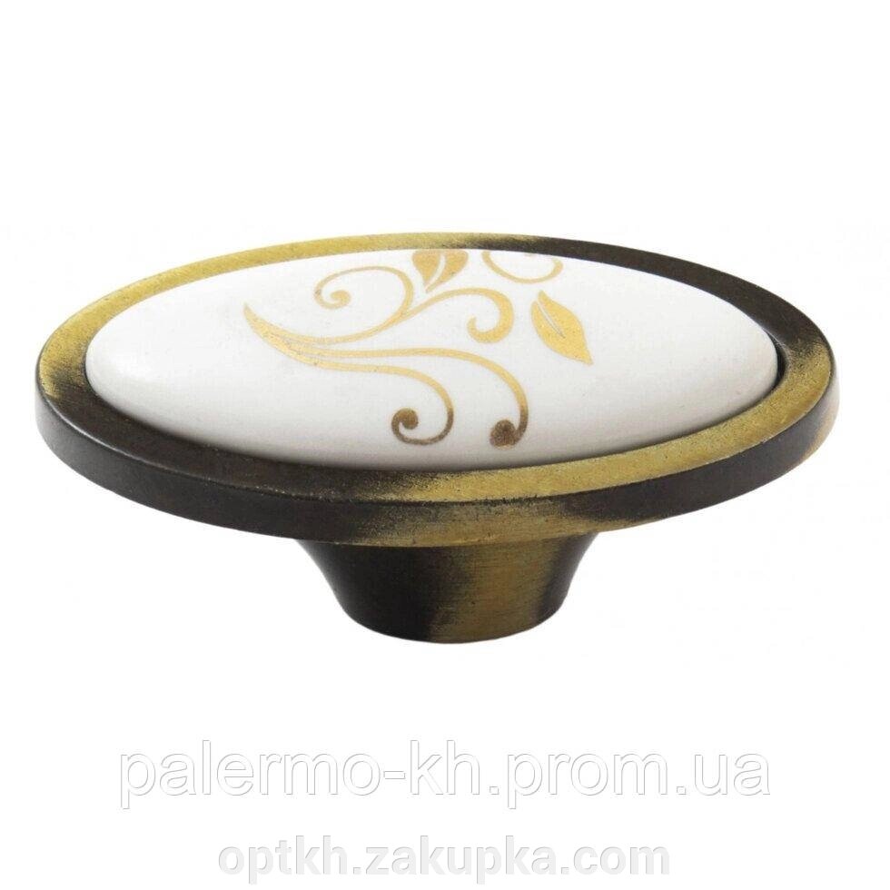 Ручка-кераміка меблева "Bilaks" Manolya Бронза-Золоті листя від компанії СПД Лініченка С Н - фото 1