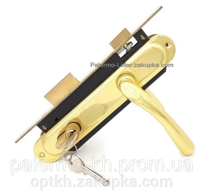 Ручка латунна для металічних і дерев'яних дверей "KUMRU", бексет 85 мм від компанії СПД Лініченка С Н - фото 1
