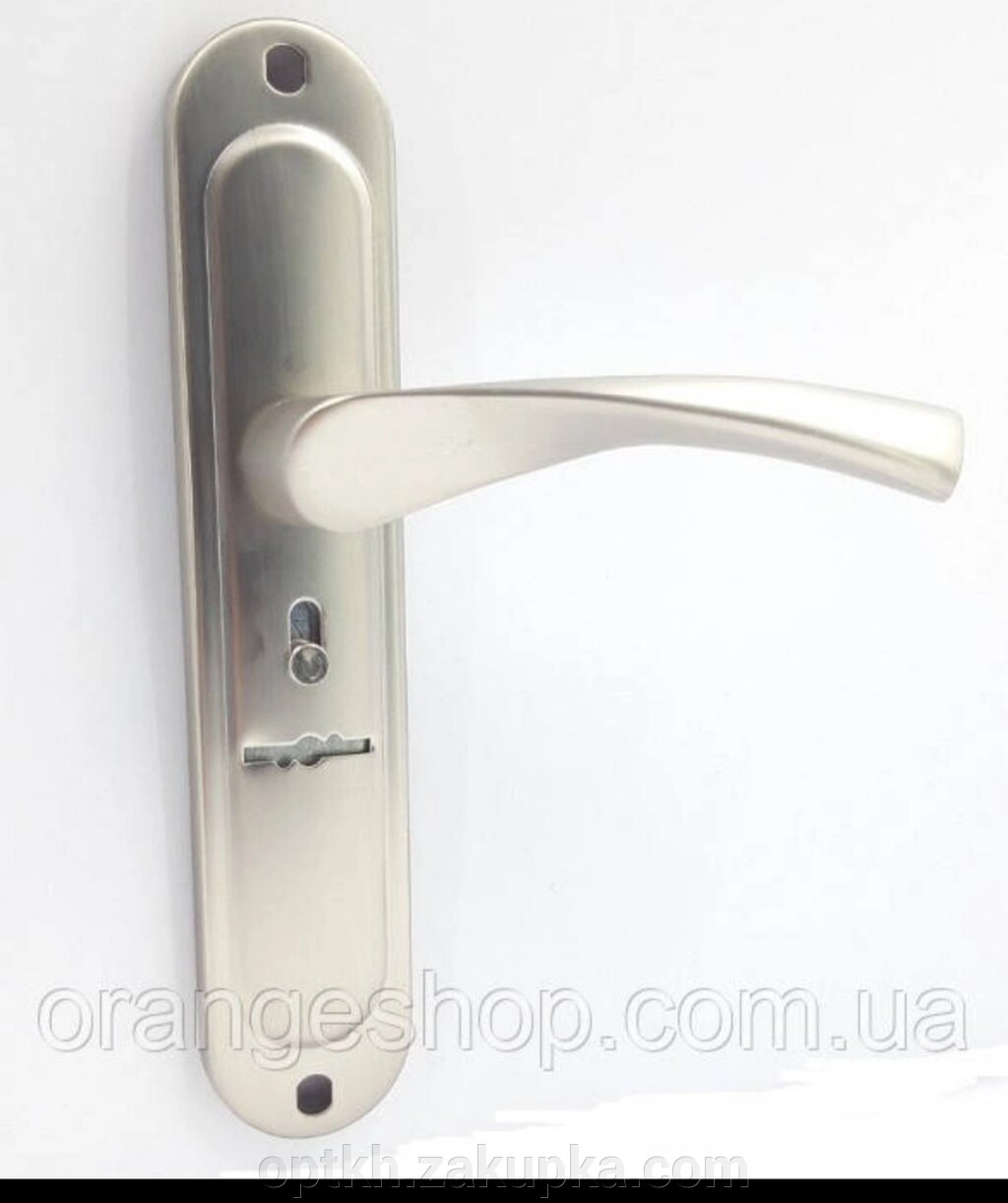 Ручка на планці для вхідних дверей під сувальдний ключ Trion POLIS AL SAFE 55 mm MSN велика планка від компанії СПД Лініченка С Н - фото 1