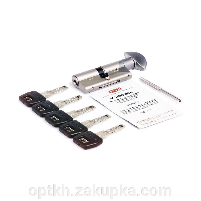 Серцевина замка AGB (Італія) ScudoDCK/100 мм, ручка-ключ, 30/70, мат. хром від компанії СПД Лініченка С Н - фото 1