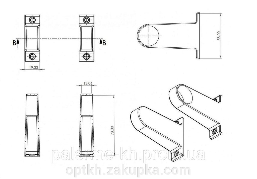 Тримач для труби дистанційний h = 8 см закритий хром (Туреччина) від компанії СПД Лініченка С Н - фото 1