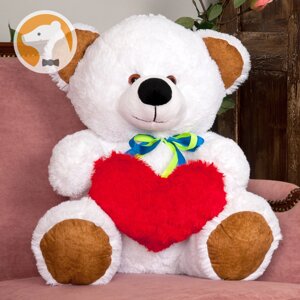 Плюшевий ведмедик Томмі з серцем, 70 см, білий