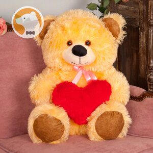 Плюшевий ведмедик Томмі з серцем, 70 см, карамельно-медовий