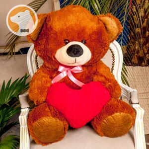 Плюшевий ведмедик Томмі з серцем, 70 см, коричневий