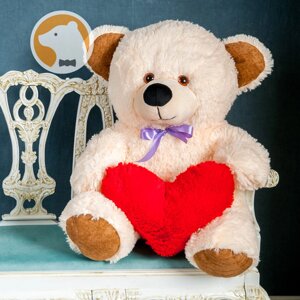 Плюшевий ведмедик Томмі з серцем, 70 см, кремовий