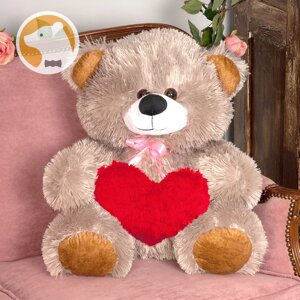 Плюшевий ведмедик Томмі з серцем, 70 см, сірий