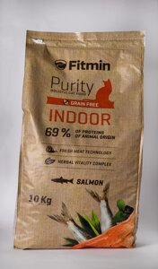 Сухий корм Fitmin Purity Indoor для кішок, що живуть в приміщенні з лососем 10 кг
