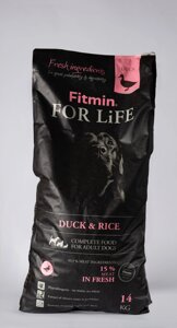 Cухий корм Fitmin For Life Duck & Rice для дорослих собак всіх порід з качкою та рисом 14 кг