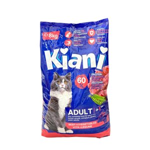 Сухий корм для дорослих котів Kiani для набору ваги з яловичиною 8 кг
