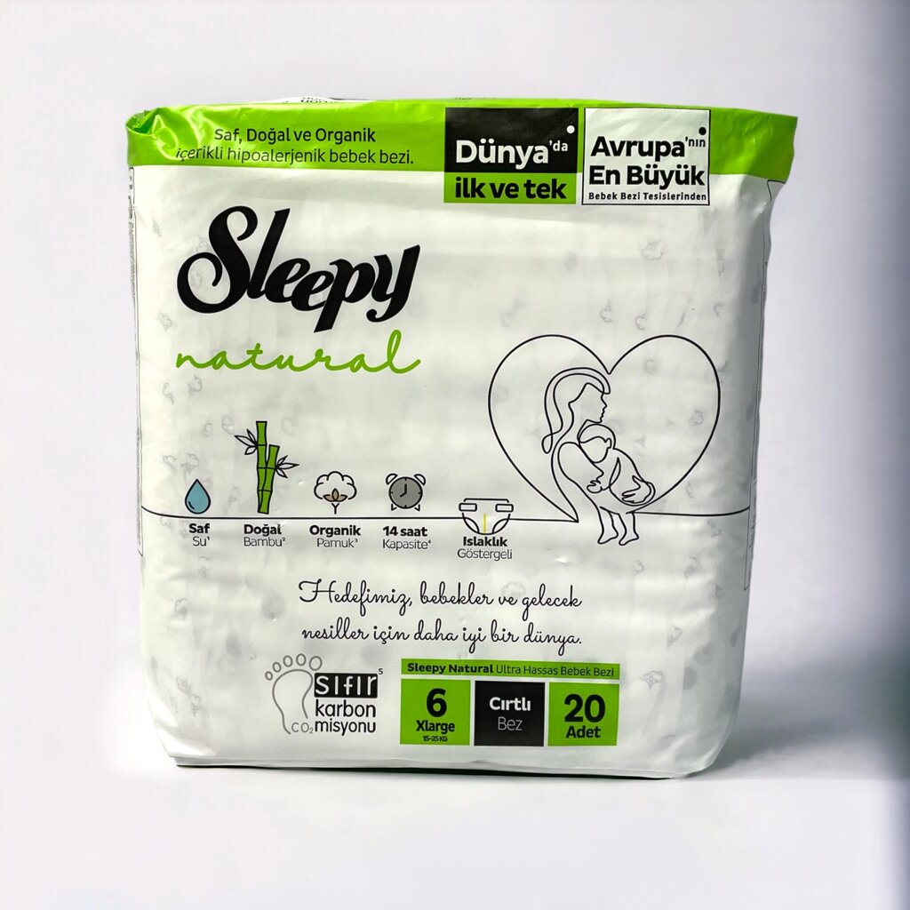 Підгузки "Sleepy" натуральні №6 xlarge 15-25 кг 20 шт8 кг 24 шт від компанії Grand Eco Trade - фото 1