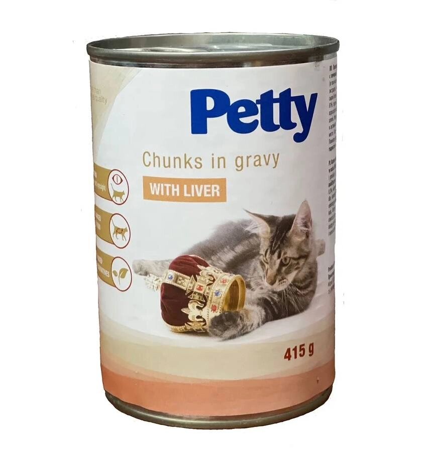 Вологий корм для котів Petty Петті з печінкою в соусі 415 гр від компанії Grand Eco Trade - фото 1