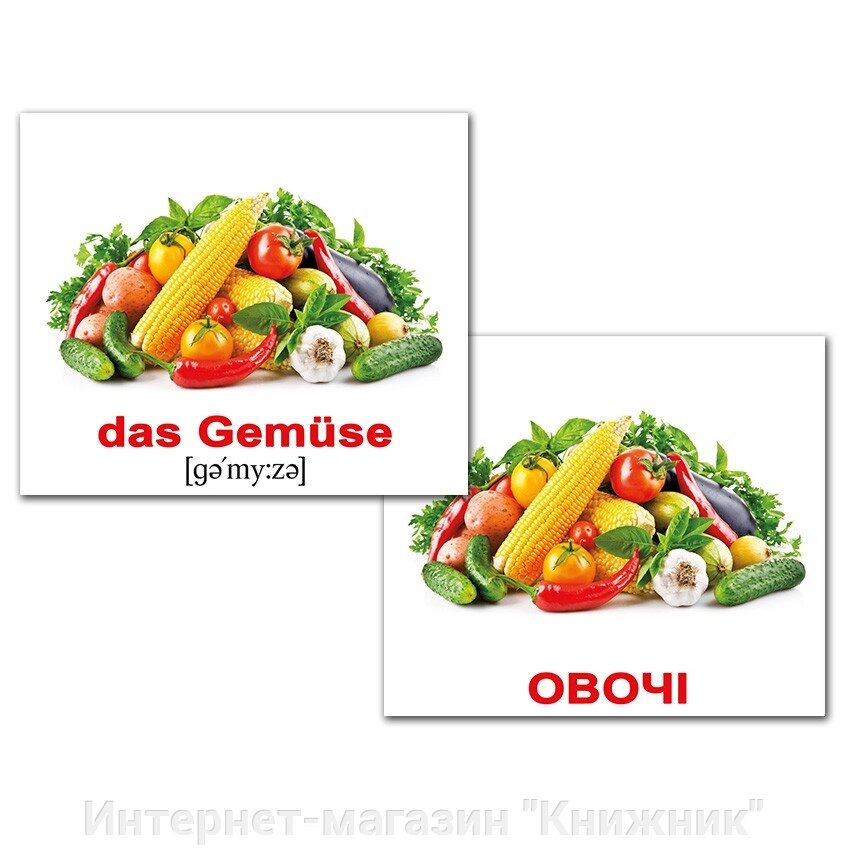 Міні-картки Домана, “ЇЖА/NAHRUNGSMITTEL” УКР/НІМ, 40 двосторонніх карток. від компанії Інтернет-магазин "Книжник" - фото 1