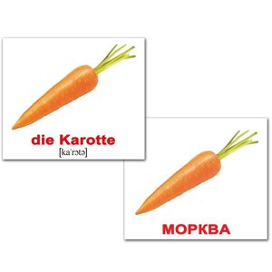 Міні-картки домана, фрукти і овочі/OBST UND gemüse” укр/нім, 40 двосторонніх карток.