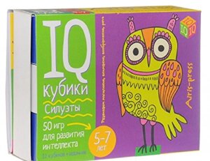 Розумні кибики, Сілуети, 5-7 років, 50 ігор для розвитка інтелекту, 12 кубиків + задачник.