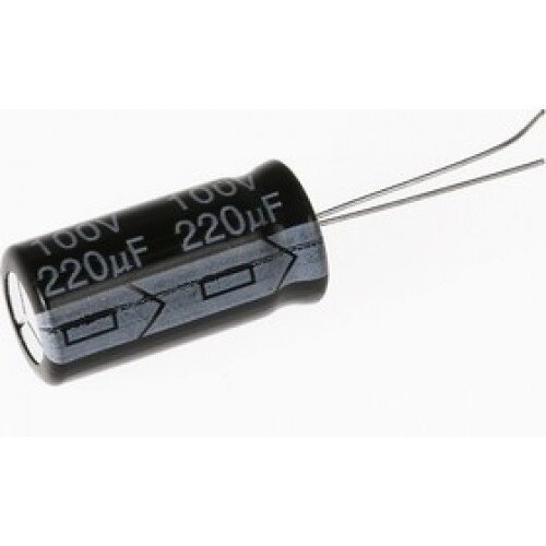 Конденсатор електролітичний 220 мк. Ф x 100 В, 105 °C, 12,5x20 - замовити
