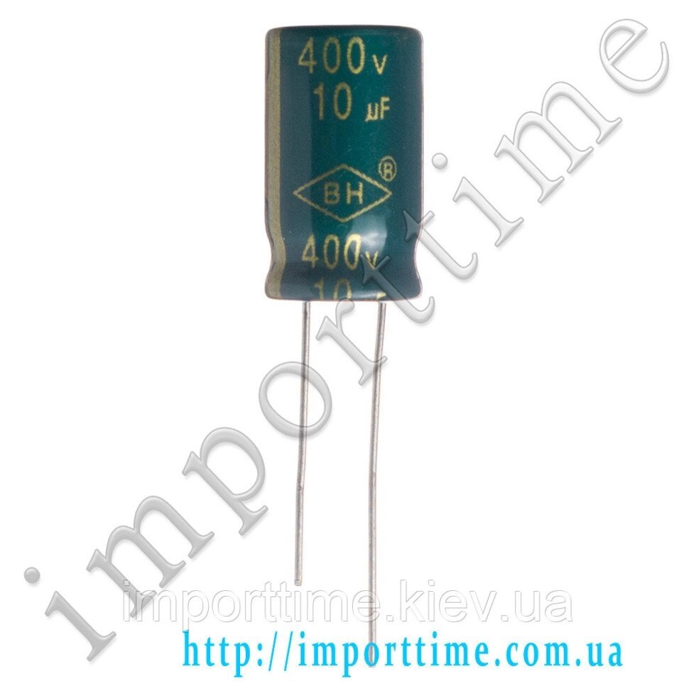 Конденсатор електролітичний 10 мк. Ф x 400 В, 105 °C, 10x20 - вартість