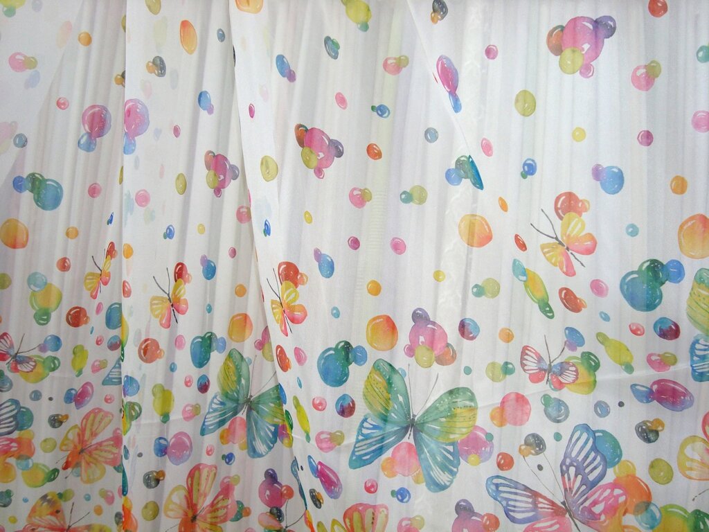 Тюль для детской шифон белый с детским рисунком бабочки Butterfly, высота 2,9 м Турция ##от компании## Салон Эксклюзивных Штор "Ирина" - ##фото## 1