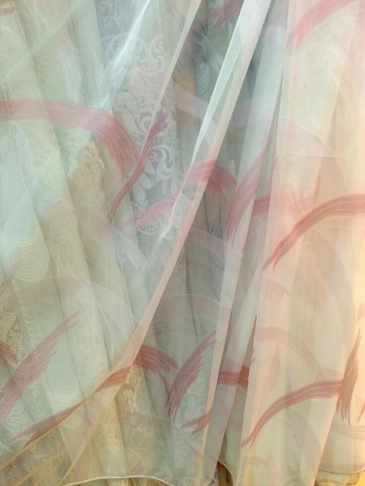 Тюль Shabo полуорганза белая с розовым, высота 2,9 м ##от компании## Салон Эксклюзивных Штор "Ирина" - ##фото## 1