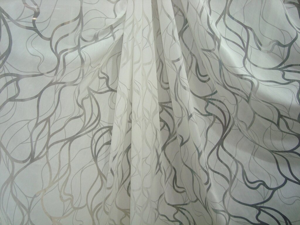 Тюль штора органза с тканевым принтом Белая "Giselle" Высота 3 м Гардина в зал спальню гостиную детскую ##от компании## Салон Эксклюзивных Штор "Ирина" - ##фото## 1