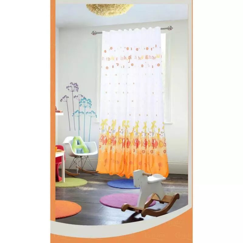 Тюль в детскую "Джунгли" шифон, высота 2,9 м, оранжевая ##от компании## Салон Эксклюзивных Штор "Ирина" - ##фото## 1