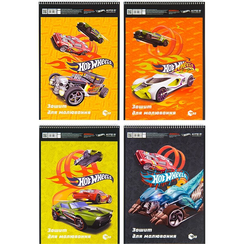 Альбом для малювання 30арк спіраль Hot Wheels, Kite (8/96) від компанії Канц Плюс - фото 1