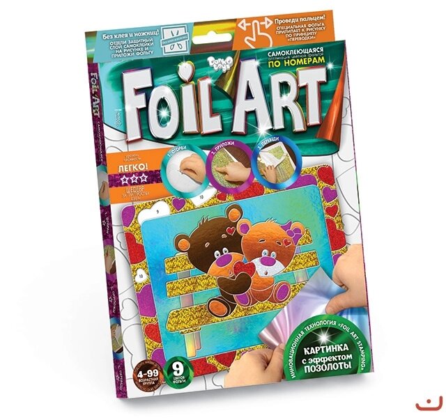 Аплікація кольоровою фольгою Foil Art Ведмедики, DankoToys (20) від компанії Канц Плюс - фото 1