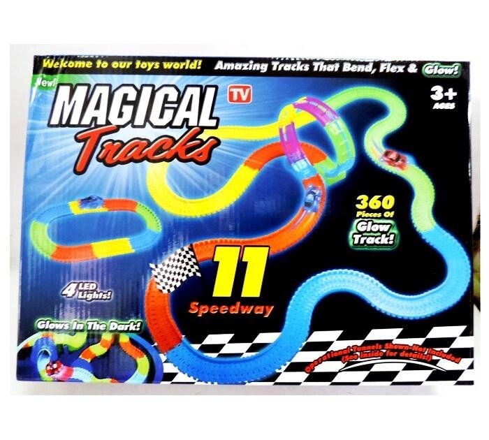 Автотрек "Magic Tracks/ Магічний трек" 360дет., Мікс кольорів, петля, машинка 9.5см (світл., на бата від компанії Канц Плюс - фото 1