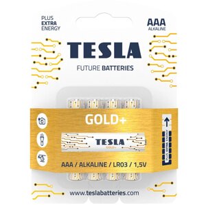 Батарейка R03 мізінчік GOLD + TESLA Лужна блiстер за 4 шт (12)