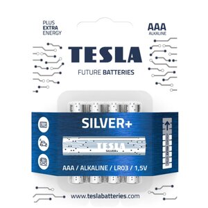 Батарейка R03 мізінчік SILVER + TESLA Лужна блістер за 4 шт (12)