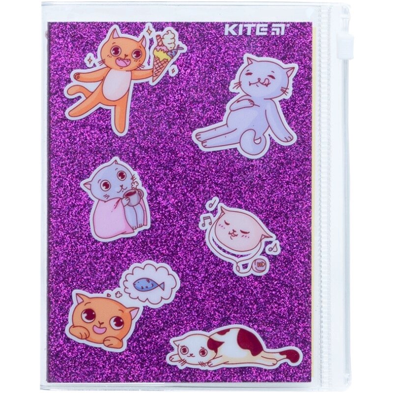 Блокнот силіконова обкладинка, 80 арк., Purple cats Kite від компанії Канц Плюс - фото 1