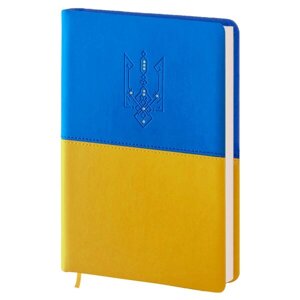 Щоденник недатований А5 176арк лінія, кремові, обкл. шт. шк., жовто-блакит з тисненням Поліграфіст