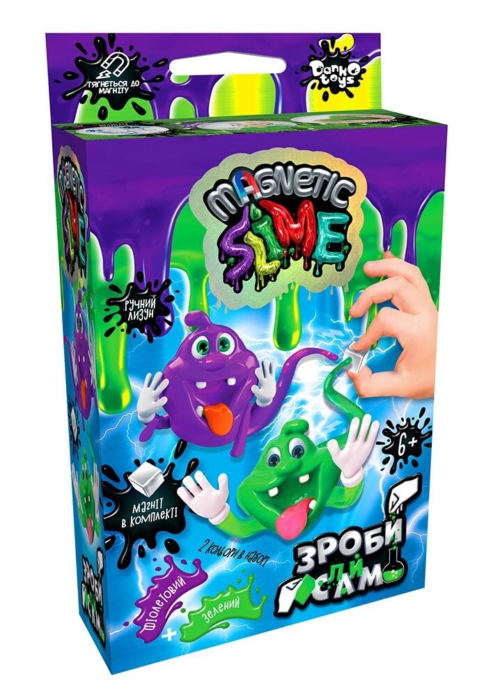 Досліди Crazy Slime Magnetic міні фіолетовий+зелений, DankoToys (8) від компанії Канц Плюс - фото 1