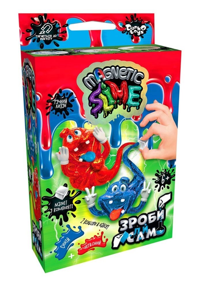 Досліди Crazy Slime Magnetic міні синій+червоний, DankoToys (8) від компанії Канц Плюс - фото 1