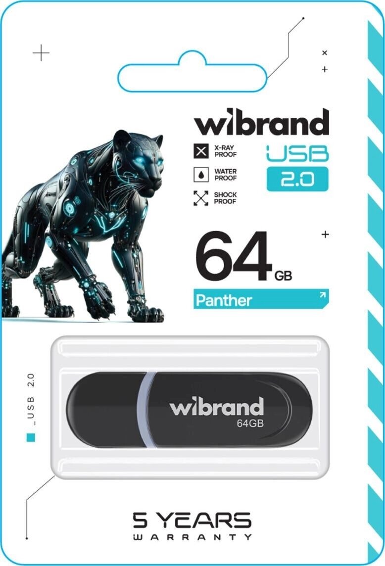 Флеш-накопичувач USB 64GB Panter series Black Wibrand від компанії Канц Плюс - фото 1