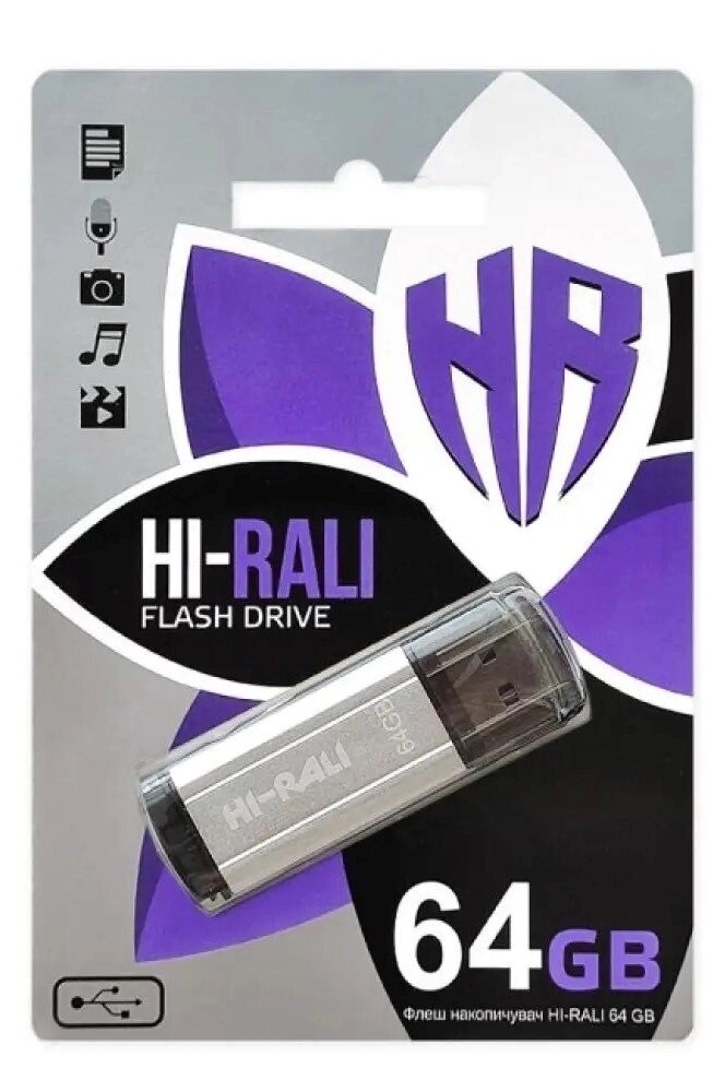 Флеш-накопичувач USB 64GB Stark series silver Hi-Rali від компанії Канц Плюс - фото 1