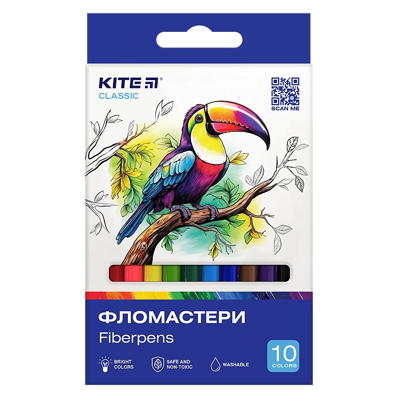 Фломастери 10 кольорів Classic Kite від компанії Канц Плюс - фото 1