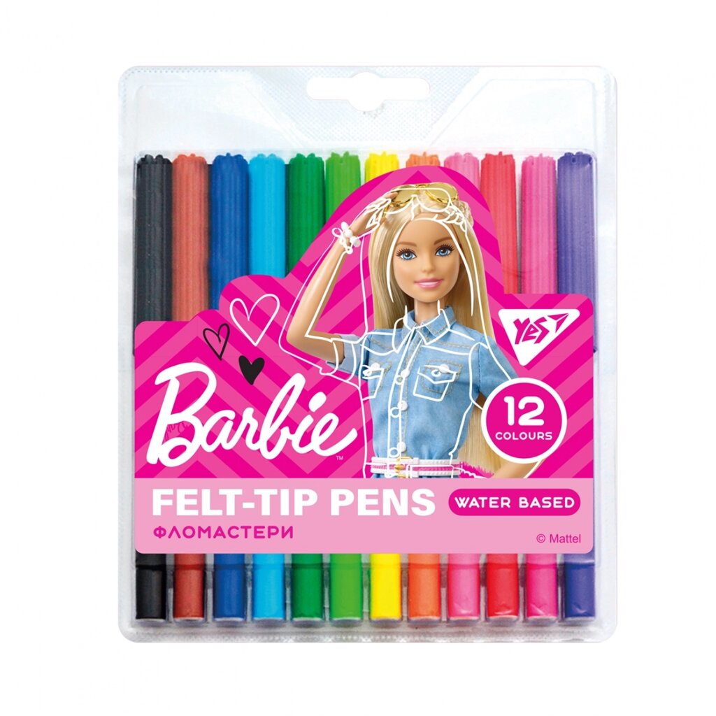 Фломастери 12 кольорів Barbie Yes від компанії Канц Плюс - фото 1