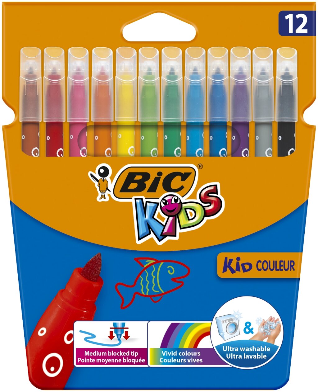 Фломастери 12 кольорів Kid Couleur BIC від компанії Канц Плюс - фото 1