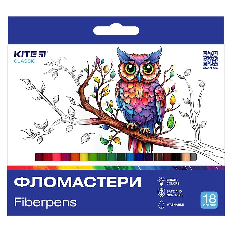 Фломастери 18 кольорів Classic Kite від компанії Канц Плюс - фото 1