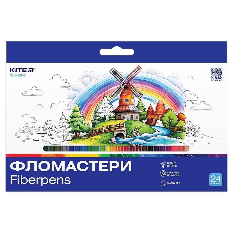 Фломастери 24 кольорів Classic Kite від компанії Канц Плюс - фото 1