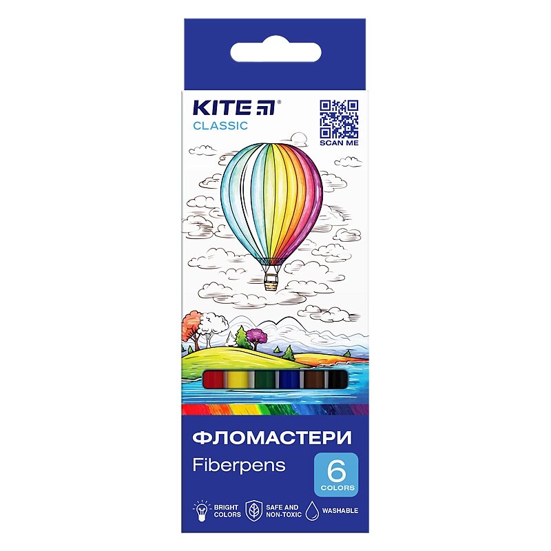 Фломастери  6 кольорів Classic Kite від компанії Канц Плюс - фото 1