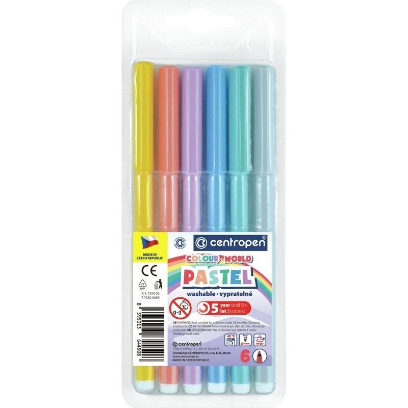 Фломастери 6Коли Pastel Centropen від компанії Канц Плюс - фото 1