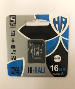 Карта пам'яті microSD 16GB class10 (з адаптером) HI-RALI