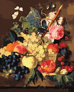 Картина за номерами на полотні в плівці 40*50см Натюрморт Кошик із фруктами Ідейка