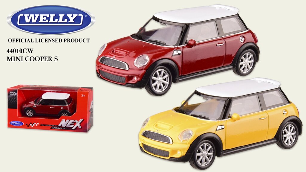 Машина метал WELLY 1:43 MINI COOPER S, 2 кольори, у кор. 13 * 6 * 5,5 см, р-р іграшки - 8.5 * від компанії Канц Плюс - фото 1