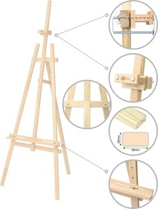 Мольберт стаціонарний №41, Ліра, сосна, 71х80х170см., мак. висота полотна 124см., ROSA Studio