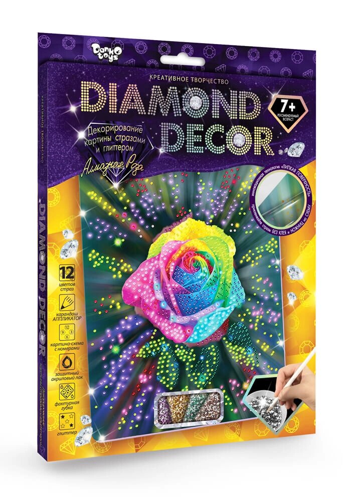 Набір для творчості Diamond decor Діамантова троянда, DankoToys від компанії Канц Плюс - фото 1