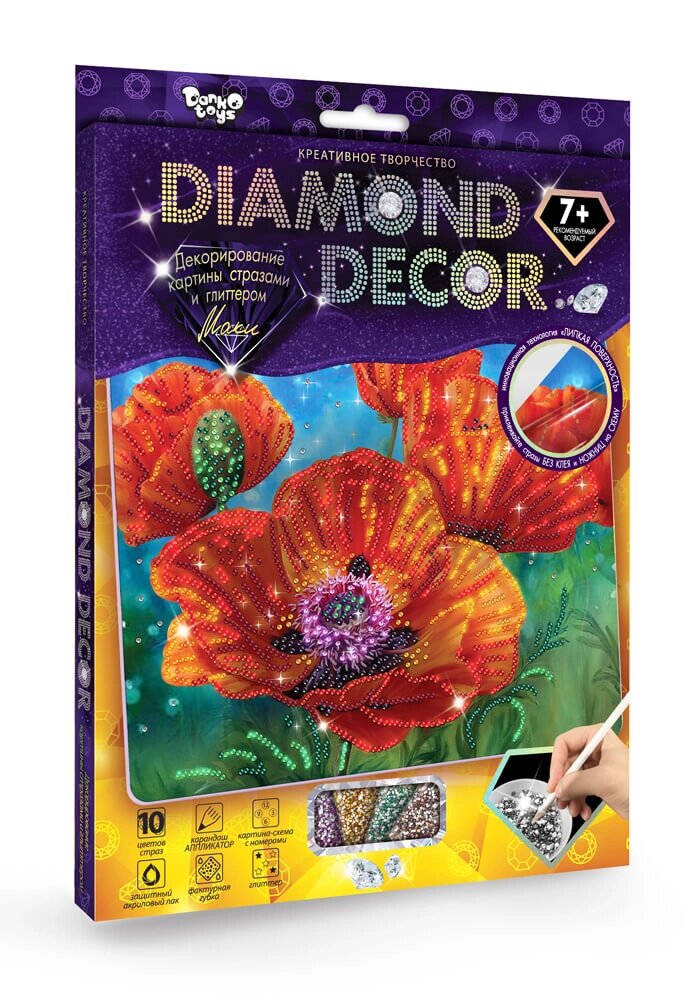 Набір для творчості Diamond decor Маки, DankoToys від компанії Канц Плюс - фото 1