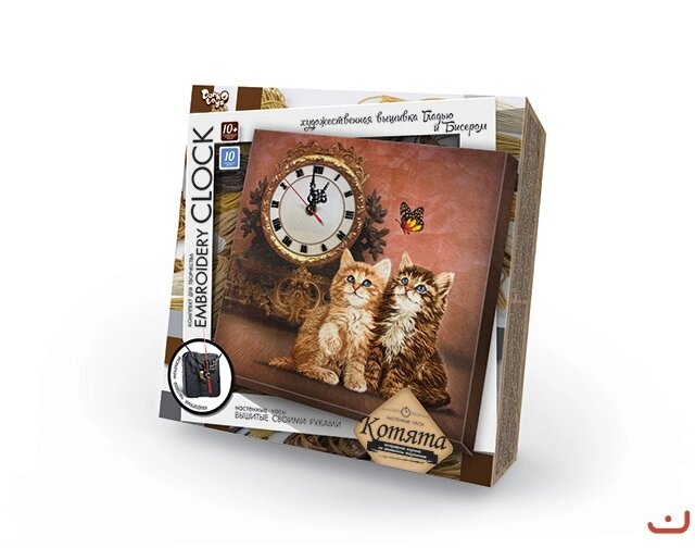 Набір для творчості Годинник Embroidery clock Кошенята, DankoToys (10) від компанії Канц Плюс - фото 1