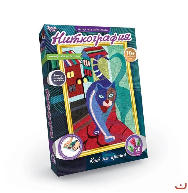 Набір для творчості Ніткографія Кіт на даху, DankoToys (9) від компанії Канц Плюс - фото 1